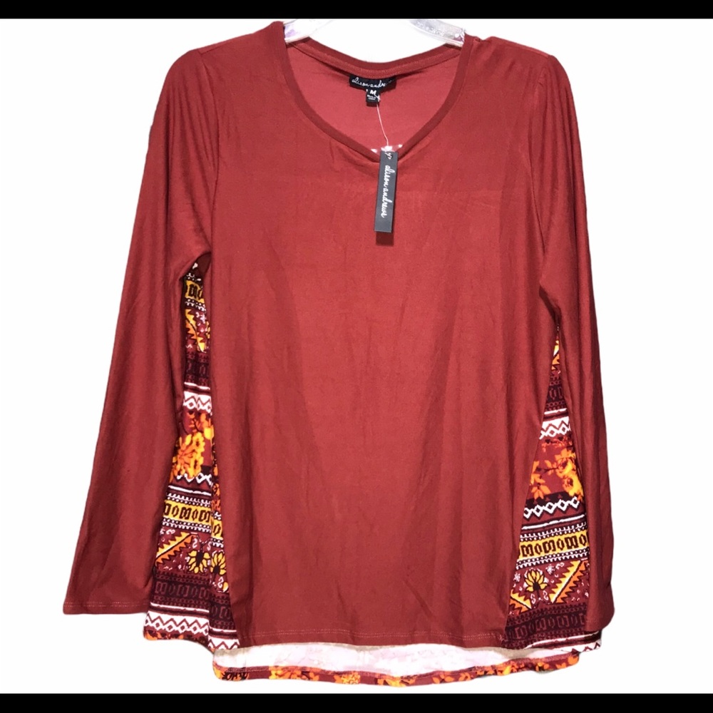 NWT Allison Andrews Orange spliced Aztec print M